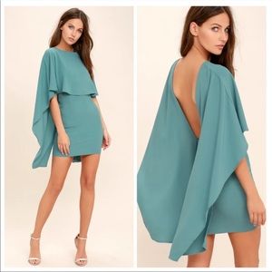 NWT Lulu’s teal cape dress XS
